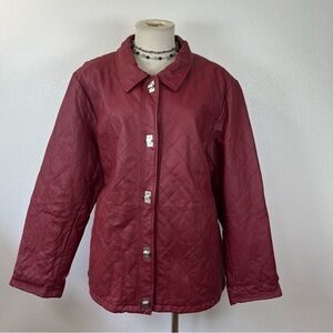 Women's Quilted Red/ Burgundy Leather Jacket